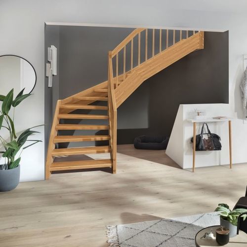 Escalier demi-tournant - Créateur d'escaliers Treppenmeister - à marches en bois / en bois / résidentiel