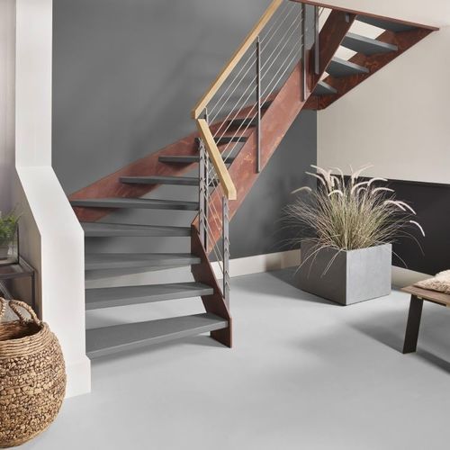 Escalier demi-tournant - Créateur d'escaliers Treppenmeister - à marches en bois / en métal / en bois