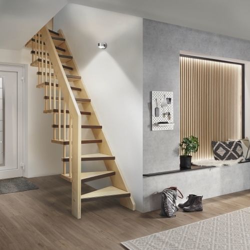 Escalier droit - Créateur d'escaliers Treppenmeister - à marches en bois / structure en bois / en métal