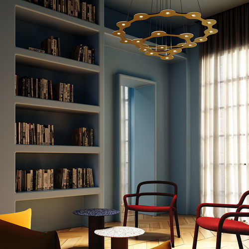 Lustre contemporain - FLAT SATURN 1-2-3 - lumen center italia srl - en polycarbonate / en aluminium anodisé / géométrique