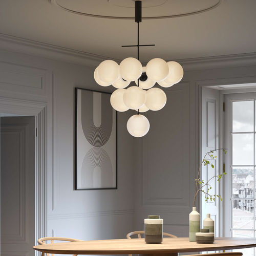 Lustre contemporain - PLANETS 13 - lumen center italia srl - en laiton / en verre opalescent / 13 ampoules