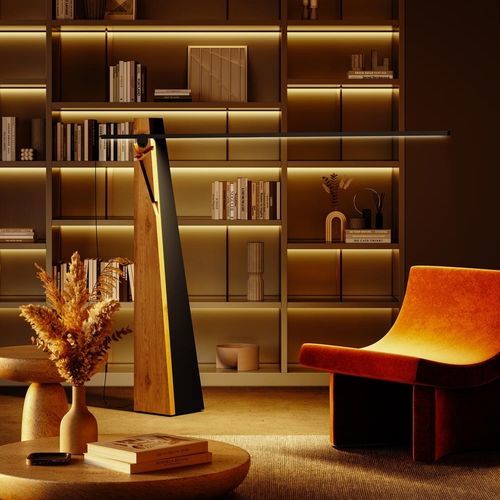 Lampe sur pied - ASTOLFO HT - lumen center italia srl - en aluminium anodisé / en acier peint / en chêne