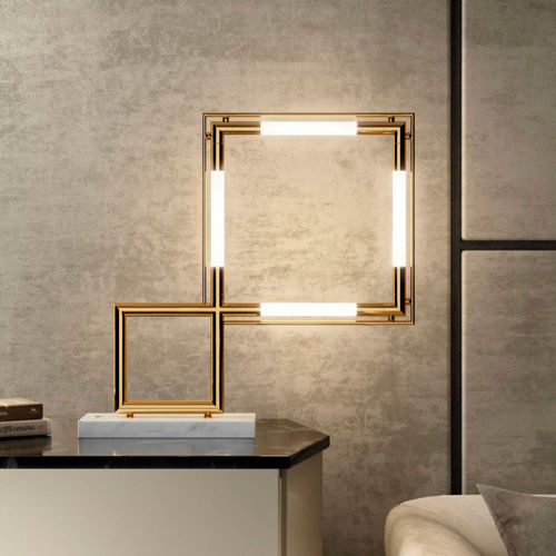 Lampe de table - QUADRO - lumen center italia srl - en laiton / en marbre / contemporaine