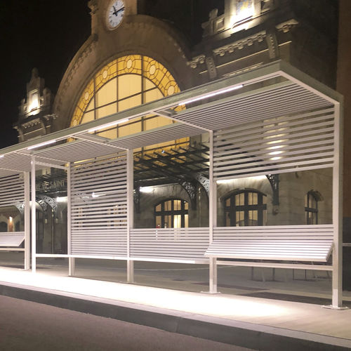 Abribus en verre - MARQUESINA HABANA - URBADIS Microarquitectura - en acier / avec banc