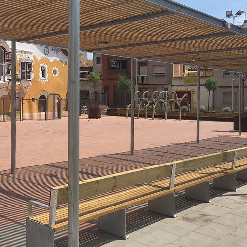 Banc public design - PLEC LINE - URBADIS Microarquitectura - en bois / modulaire / sur mesure