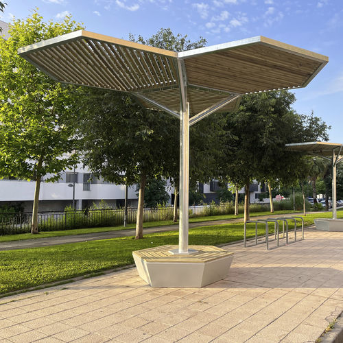 Pergola autoportée - PERHEXA - URBADIS Microarquitectura - en acier galvanisé / en béton / couverture en toile