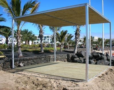 Pergola autoportée - PERGOLA DAU - URBADIS Microarquitectura - en acier galvanisé / couverture en toile / sur mesure