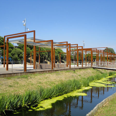 Pergola montée en surface - PERGOLA U SYSTEM - URBADIS Microarquitectura - en acier galvanisé / modulable / professionnelle