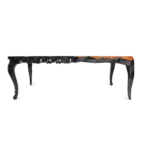 Table à manger design nouveau baroque - ROYAL - BOCA DO LOBO - en placage de bois / en palissandre / avec piètement en bois laqué brillant