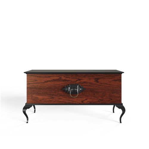 Table de chevet classique - GUGGENHEIM - BOCA DO LOBO - en placage de bois / en acajou / avec piètement en bois