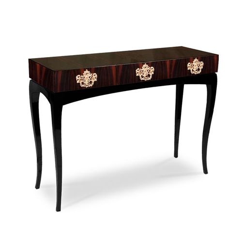 Console classique - TRINITY ROSEWOOD - BOCA DO LOBO - en acajou / avec piètement en bois / rectangulaire