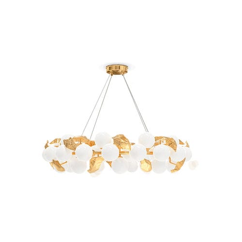 Lustre contemporain - HERA ROUND I - BOCA DO LOBO - en verre dépoli / en laiton poli / professionnel