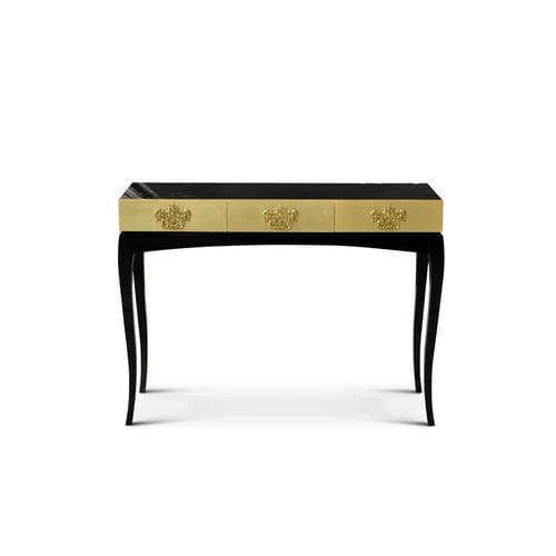 Console classique - TRINITY GOLD - BOCA DO LOBO - en acajou / avec piètement en bois / rectangulaire