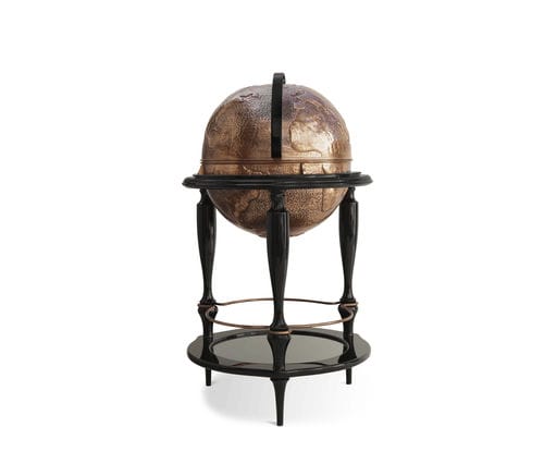 Meuble bar design original - EQUATOR - BOCA DO LOBO - en bois laqué / en cuivre / sur mesure