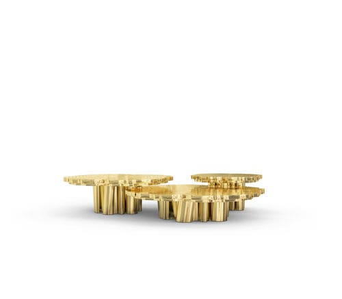 Table gigogne design original - FORTUNA - BOCA DO LOBO - en laiton poli / avec piètement en laiton poli / ronde