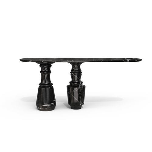 Console classique - PIETRA - BOCA DO LOBO - en marbre / avec piètement en marbre / ovale