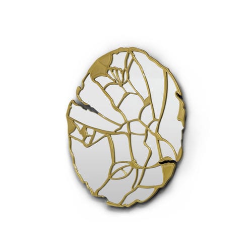 Miroir mural - GLANCE - BOCA DO LOBO - design original / rond / en bois doré à la feuille d'or