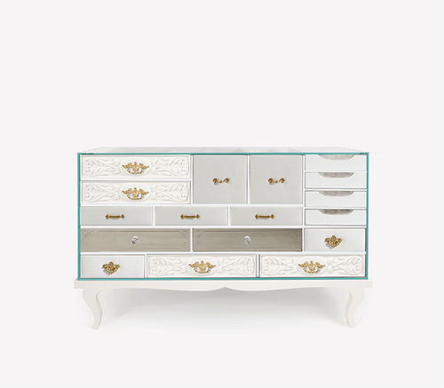 Buffet contemporain - SOHO - BOCA DO LOBO - en bois laqué / en verre / sur mesure