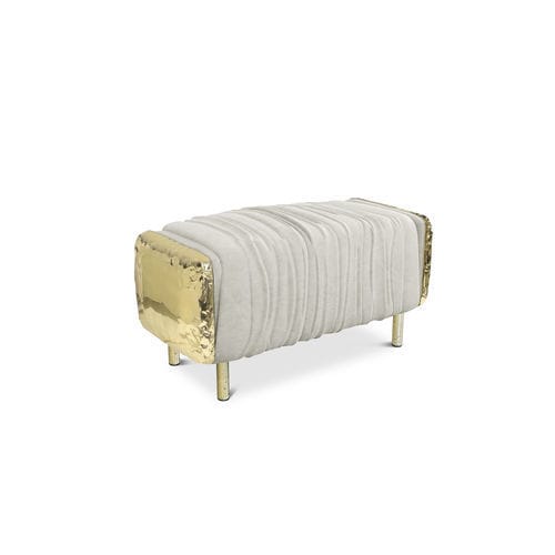 Ottoman contemporain - IMPERFECTIO - BOCA DO LOBO - en tissu / en cuir / en laiton poli
