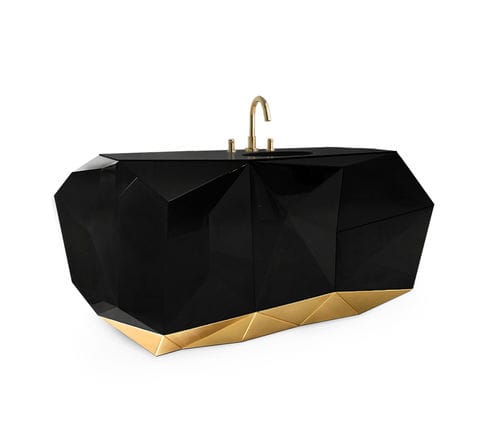Meuble vasque à poser - DIAMOND - BOCA DO LOBO - en bois laqué / en bois doré à la feuille d'or / en bois verni