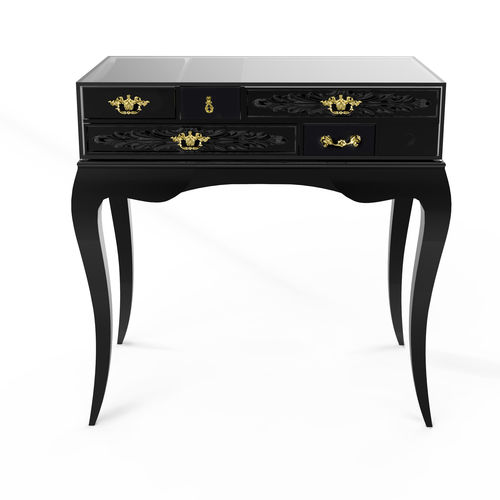 Table de chevet design original - YORK  - BOCA DO LOBO - en bois laqué / en acajou / avec piètement en bois