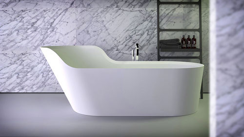 Baignoire ovale - GLOW LEFT - KNIEF & CO. GmbH - à poser / en Solid Surface / blanche