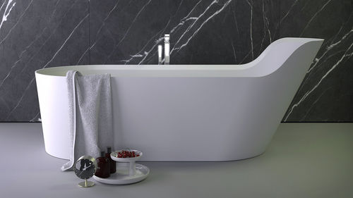 Baignoire ovale - PEARL HIGHBACK - KNIEF & CO. GmbH - à poser / en Solid Surface / blanche