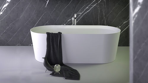 Baignoire ovale - PEARL LOW - KNIEF & CO. GmbH - à poser / en Solid Surface / blanche