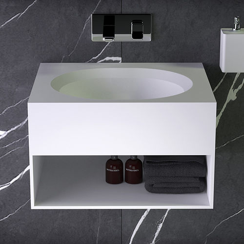 Meuble vasque mural - PEARL - KNIEF & CO. GmbH - en bois / en Solid Surface / contemporain