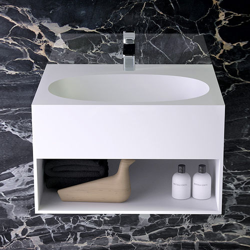 Meuble vasque mural - PRIME - KNIEF & CO. GmbH - en bois / en Solid Surface / contemporain