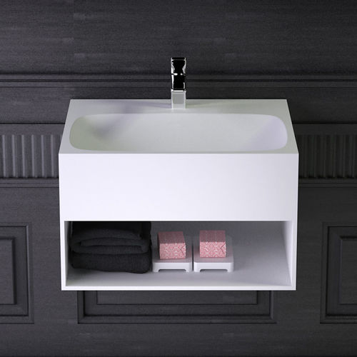 Meuble vasque mural - GLAM - KNIEF & CO. GmbH - en Solid Surface / contemporain / avec étagère intégrée