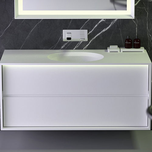 Meuble vasque mural - STRIP - KNIEF & CO. GmbH - en Solid Surface / contemporain / avec étagère intégrée