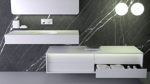 Meuble vasque mural - SLAB - KNIEF & CO. GmbH - en Solid Surface / contemporain / avec tiroirs