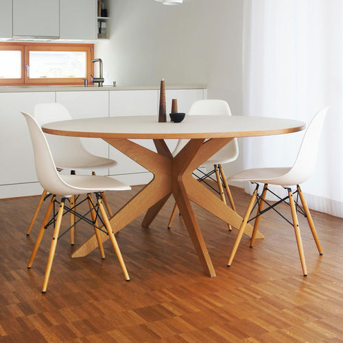 Table à manger contemporaine - LIN - blueroom - en chêne / en bois massif / en linoléum
