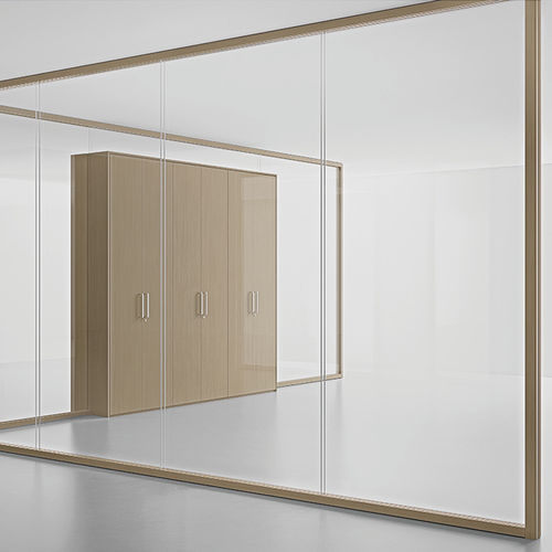 Cloison coulissante - H80 - Ge Giussani - modulaire / vitrée / en bois