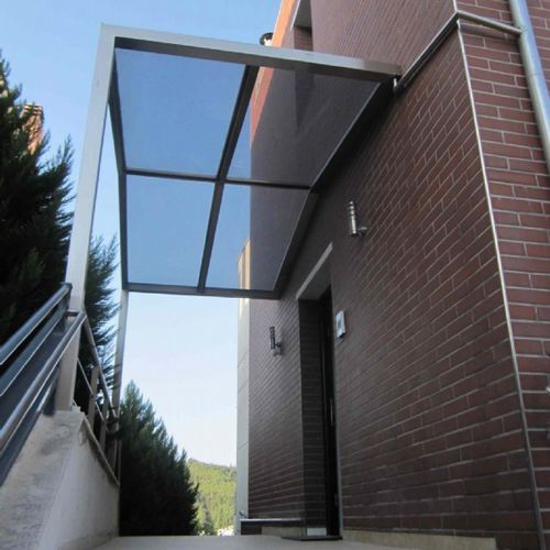 Auvent d'entrée - pure inox - en inox / en verre / plat