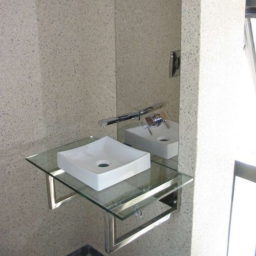 Console pour lavabo en acier inoxydable - pure inox - en verre