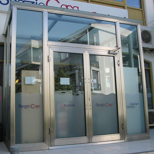 Porte d'entrée - pure inox - en inox / battante / vitrée