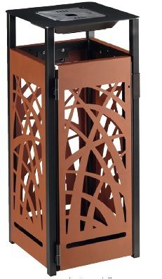 Poubelle publique - TREE BIN 110 L  - NORCOR MOB.URBAIN - en acier / avec cendrier intégré / avec couvercle