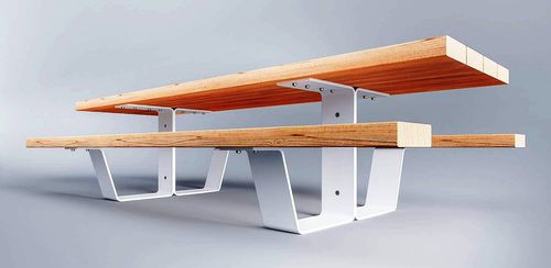 Table de pique-nique contemporaine - PIK-NIK - NORCOR MOB.URBAIN - en bois / en acier / rectangulaire