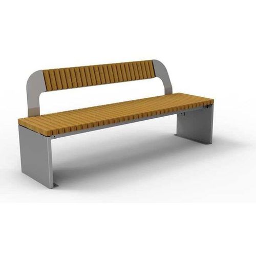 Banc public contemporain - MEDITA - NORCOR MOB.URBAIN - en iroko / en acier thermolaqué / avec dossier