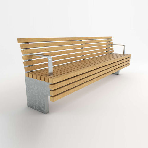 Banc public contemporain - TORD-230 - NORCOR MOB.URBAIN - en bois exotique / en acier galvanisé / avec dossier