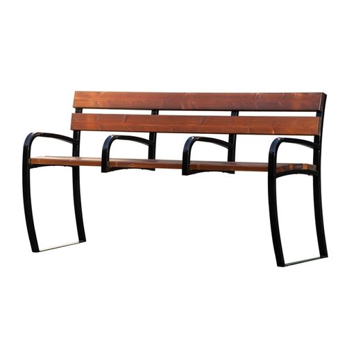 Banc public contemporain - EHPAD-100 - NORCOR MOB.URBAIN - en pin / en acier thermolaqué / avec dossier