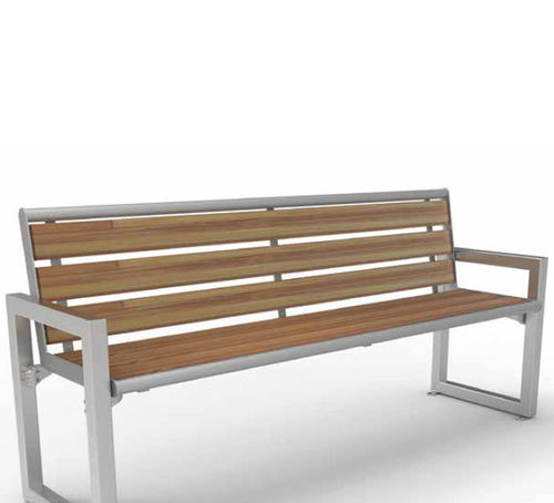 Banc public contemporain - STRADA - NORCOR MOB.URBAIN - en bois / en acier thermolaqué / en composite