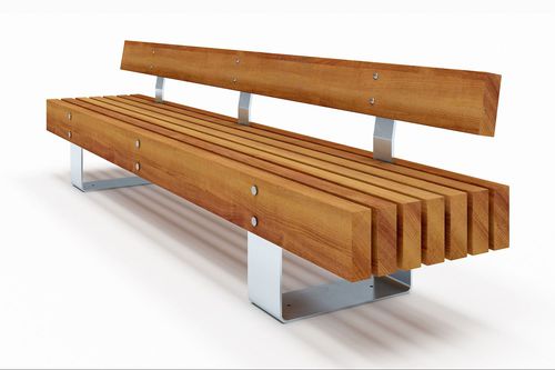 Banc public contemporain - FF-XXL - NORCOR MOB.URBAIN - en bois exotique / en métal / avec dossier