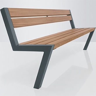 Banc public contemporain - NOVA (ex-THEMIS) - NORCOR MOB.URBAIN - en bois exotique / en acier galvanisé / en acier thermolaqué