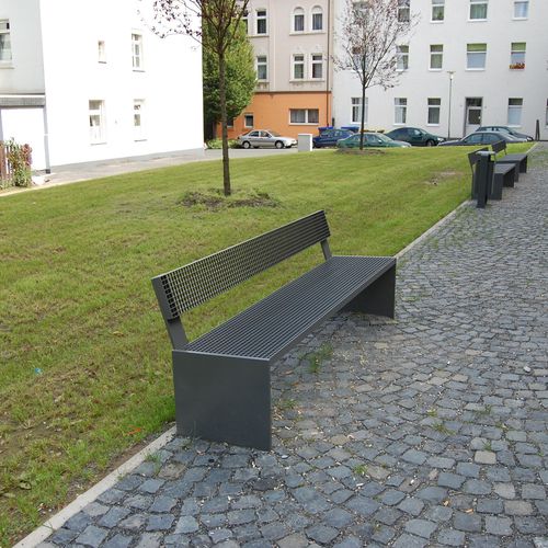Banc public design minimaliste - STAAL - NORCOR MOB.URBAIN - en acier / avec dossier