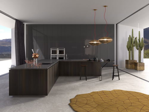 Cuisine contemporaine - HD23 - Rossana - en bois / en inox / en laiton