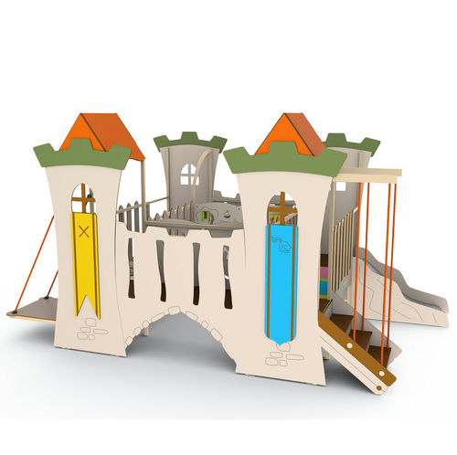 Structure de jeu pour aire de jeux - QUATRE TOURS CH&Acirc;TEAU 721 - Transalp - pour collectivité / en bois / en métal