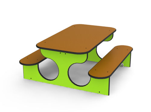 Ensemble table et bancs contemporain - BIBOU : CLASSIQUE - Transalp - en HPL / pour enfant / extérieur